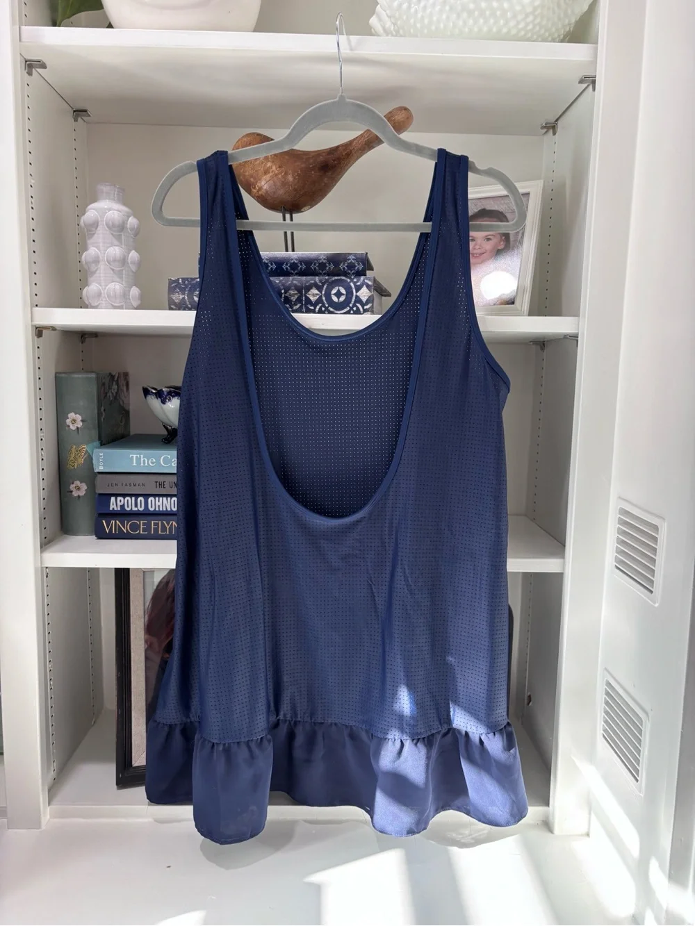 Navy Blue Sleeveless Ruffle Tunic Cover Up M